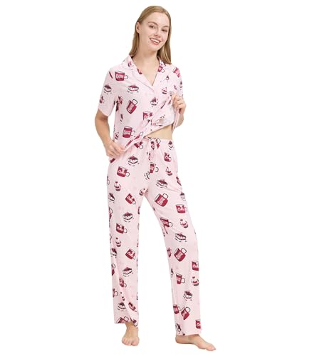 Image of WiWi Viscose from Bamboo Women's Pajamas Set Super Soft Button Down Top and Pants Sleepwear Cooling Pjs S-3X
