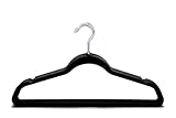 Jeronic Ultra Thin Non-Slip Velvet  Clothes Hanger, Pack of 50, Black