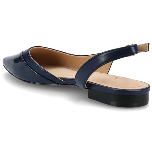 Journee Womens Buckle Slingback Tweed Stacked Block Heel Closed Pointed Toe Comfort Foam Daphnne Flat4