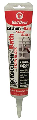 Red Devil 0755 Kitchen & Bath Stain Block Sealant, 5.5 Oz Squeeze Tube, White, Pack of 1