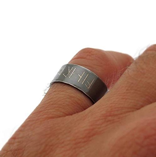 Custom Runes Ring - Viking Ring - Elder Futhark Ring - Personalized Band, Runes Jewelry- Black Band - Engraved Ring - Oxidized Sterling Silver #TOP4