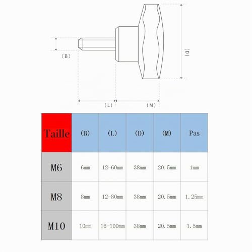 Oneyijun 4 pièces M10 x 100mm Star Vis moletée de la poignée du bouton de serrage Diamètre de la tête 38 mm Boutons Écrou Vis Remplacement du fil Poignée de machine Vis à métaux – vue 2