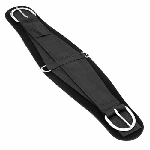 Jeffers Equine Neoprene Roping Cinch – Western Horse Cinch for Roping, Barrel Racing, Trail Riding, and Travel – Durable PVC Neoprene, 4-Ply Nylon, Stainless Steel Hardware – Black, 28'