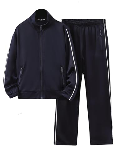 La Mejor Recopilación de Conjuntos deportivos para Niño los mejores 10. 47 Uniforme Escolar con Bies, Pants de Deportivo, Importacion con Mejor Calidad, para Niños y Niñas 4 a 16 Años, Ligero y Fresco (Azul Marino, 14)