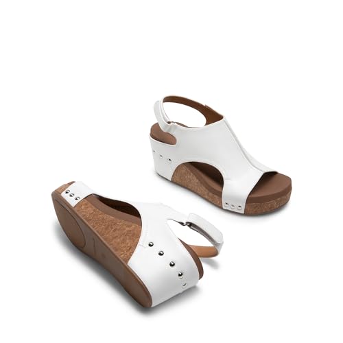 DREAM PAIRS DREAM PAIRS Women's Platform Wedge Sandals, Comfortable Peep-Toe Cork Casual & Dressy Summer Lightweight Shoes For All Day Wear,Size 9,White,DWUMWS2503