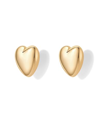 PAVOI 14K Gold Plated Sterling Silver Posts Chunky Heart Statement Earrings for Women | Love Friendship Puffy Heart Teardrop Dangle & Stud Earrings3
