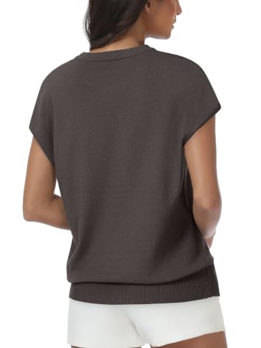 Image of Womens Tops Summer Sweaters Short Sleeve Shirts Dressy Casual Basic Casual Cap Sleeve Tops Beach Vacation Clothes