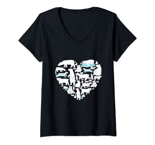 Donna Polar Bear Lover polar bear heart valentine gift men women Maglietta con Collo a V