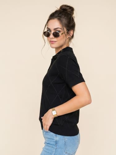 Image of JUNEBERRY Women's Flatknit Solid Half Sleeve Polo T-Shirt with Collared Neck, Casual Style for Office, Travel, (Sizes S to 2XL)