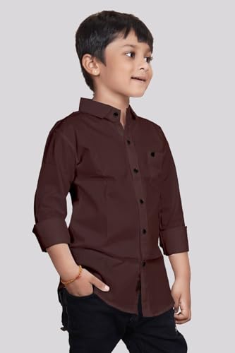 Image of Boys Solid Casual Shirt in Cotton Fabric