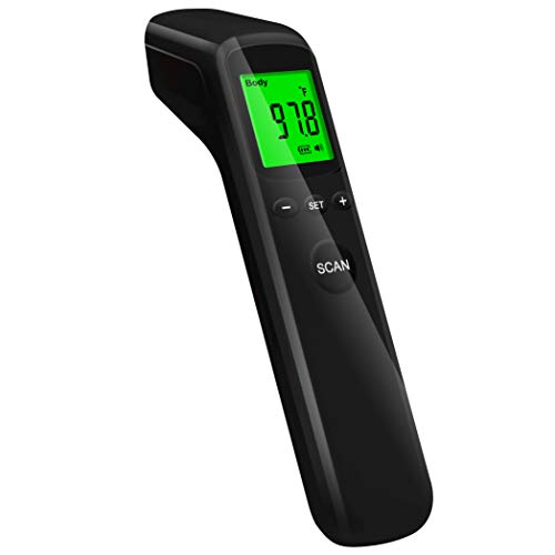 Non-Contact Forehead Thermometer for Adults and Kids Baby -Digital Infrared Thermometer with Instant Accurate Reading, Fever Alarm and Memory Function 3 in 1 Digital LCD Display -Black