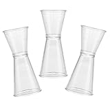 FONDOTIN Juego de 3 Vasos Vasos Medidores Dobles de Plástico PC Grandes Transparentes para Cócteles Vino Bar y Coctelería Profesional Medidor Doble para Precisión y Eficiencia Reutilizable