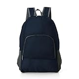 Mochila Dobrável 21L Em Nylon Impermeável Compacta (Azul Escuro)