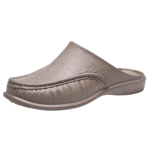 Zuecos para hombre de piel suave para hombre, zapatillas con soporte de arco, monocolor, sandalias delanteras cerradas, zapatos de jardín, zapatos de madera, antideslizantes, zuecos de jardín