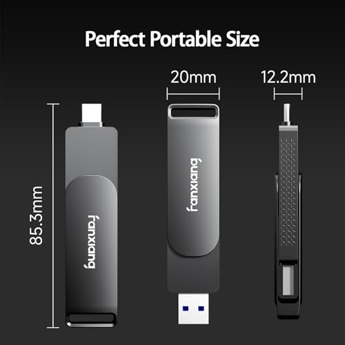 Image of fanxiang Flash Drive 512GB, Fast External SSD Up to 2000MB /s USB 3.2 Gen2x2, Dual USB Drive with USB A + Type C, 2-in-1 USB Memory Stick Thumb Drive for iPhone /Android /Windows /MacPC /Laptops, FF951