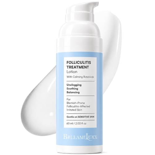 BellamiLuxx Folliculitis Treatment Lotion for Body, Scalp, Face – Helps Reduce Body Acne, Itch, Redness & Bumps with Salicylic Acid & Glycolic Acid – Daily Care for Folliculitis-Prone Skin