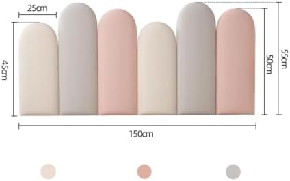 3D Peel and Stick Upholstered Wall Panels, Soundproof Headboard, Removable Anti-Collision Design, Thick 3.5cm, Available in White, Pink, Gray (150x55cm)