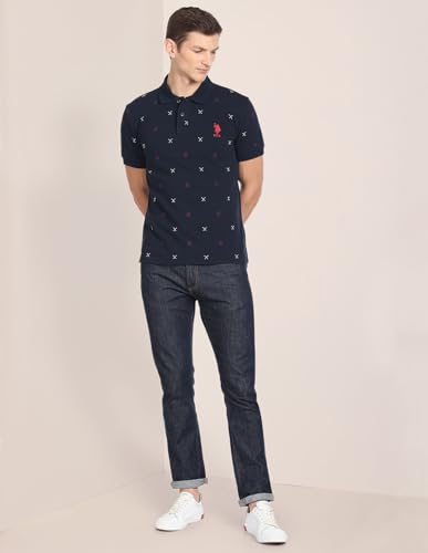 Image of U.S. Polo ASSN. Solid Slim Fit Polo T Shirts for Men - 100% Cotton, Half Sleeves Mens Tshirt