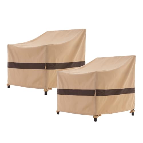 WJ-X3 Patio Chair Cover Heavy Duty, 43W x 42D x 42H, Beige/Coffee, 2-Pack
