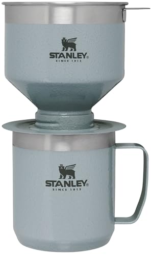 Image of STANLEY Perfect Brew Pour Over Set | 12 oz Camp Mug with Lid Included | Drip Coffee Maker with Reusable Filter | Insulated Stainless Steel | BPA-Free | Hammertone Silver