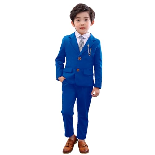 Image of LOLANTA 2 Piece Boys Suits Set, Kids Blazer & Trousers, Leisurewear or Wedding Party Pageboy Outfit, Royal Blue, 4-5 Years, 110