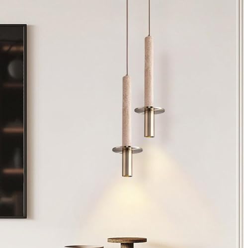 Suspension LED en travertin jaune pour éclairage doux - 5