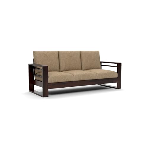 Image of Solid Sheesham Wood 5 Seater Sofa Set | (3+1+1) Five Person Sofa for Living Room | Stylish & Durable 5 Seater Sofa for Office & Home Furniture (Selen Walnut, 5 Seater)
