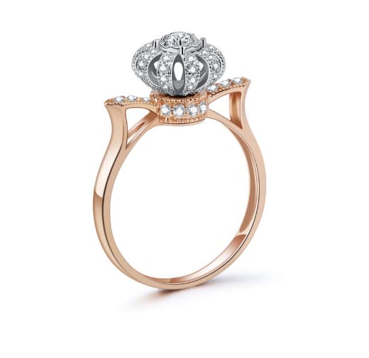 Awmnjtmgpw 925 Sterling Silver Oval Cut creative crown rotating ring Cubic Zircon engagement diamond ring wedding ladies elegant diamond ring size 6-10 (Size 7)