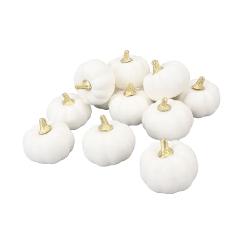 12 Pezzi di Zucche Artificiali Zucca Simulata in Schiuma Decorazioni di in Finta Decorativa Autunnale per Sfondo per Nail Art Natalizie bianco