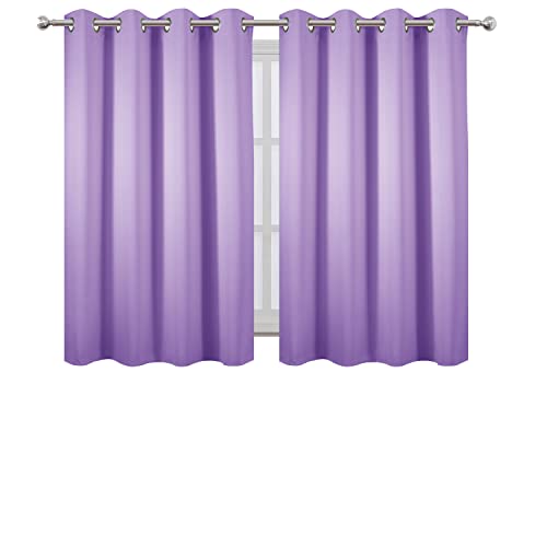 Image of LEMOMO Lavender Blackout Curtains 52 x 54 Inch Length /Set of 2 Curtain Panels /Thermal Insulated Room Darkening Blackout Curtains for Bedroom