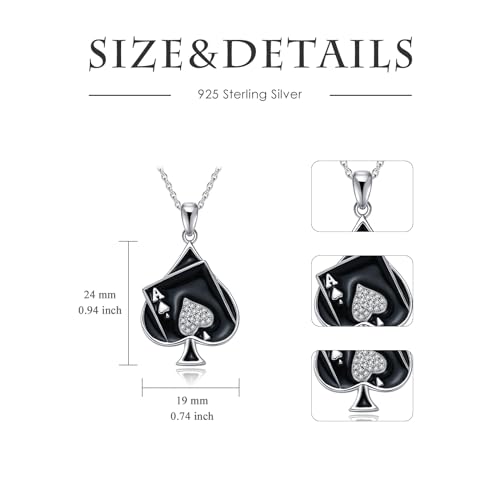 Ace Poker Necklace for Women 925 Sterling Silver Ace of Spades/Hearts/Queen Pendant Necklace Playing Card Jewelry Gifts4