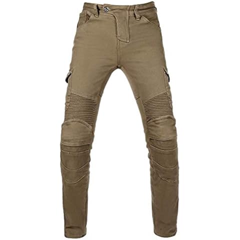 Winter Plus Velvet Men Motorcycle Riding Jeans Motocross Racing Pants CE Armored (XXL=36=Waist 39", Army Green) Cover