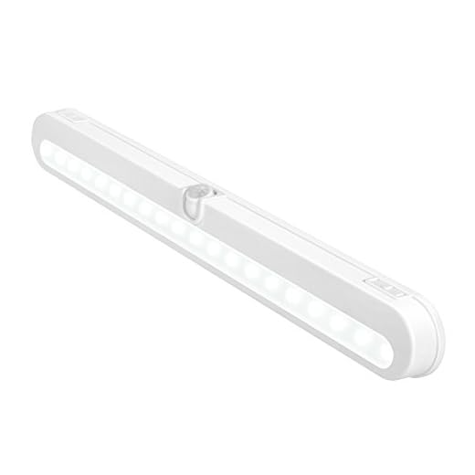 T01L LED Closet Light - BLS Super Bright 20 LED Under Cabinet Lighting Battery Powered/DC Input Wireless Motion Sensing Light, Auto On Off Switch, Motion Sensor & Light Sensor, Light Beam Adjustable