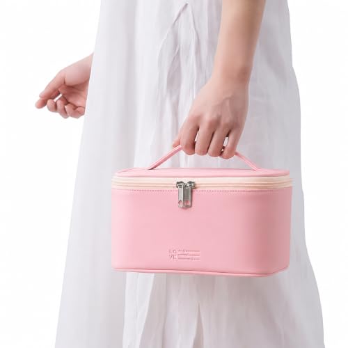 Image of Cortina Large Travel Makeup Bag & Cosmetic Organizer for Women, Pink