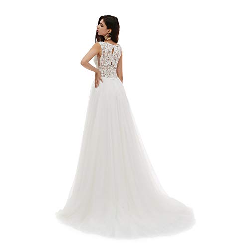 Image of Spaghetti Chiffon Beach Wedding Dress V Neck A line Bridal Gowns Lace Plus Size Wedding Dress
