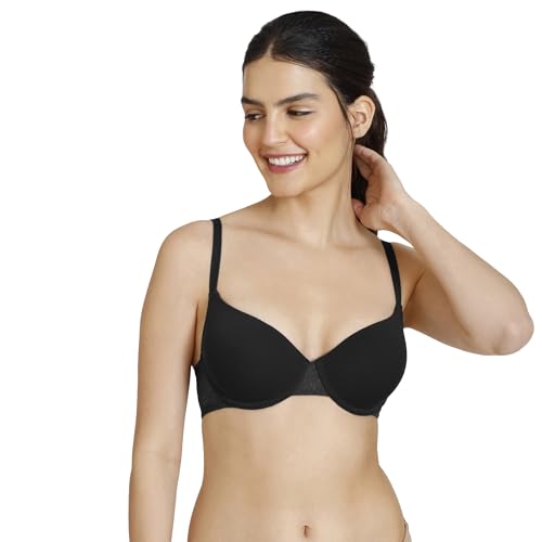 Image of Zivame Beautiful Basics Padded Wired Medium Coverage T-Shirt Bra, Anthracite