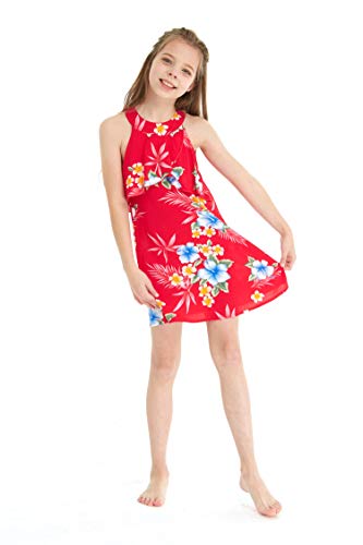 Image of Matchable Family Hawaiian Luau Men Women Girl Boy Clothes in Hibiscus Red