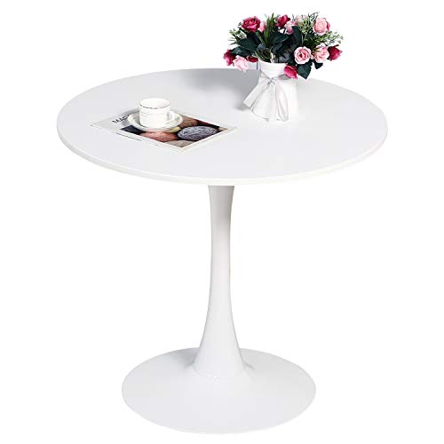 STYLIFING Dining Table 32 Mid-Century Modern Round Dining Table Coffee Table with Round Top and Pedestal Base in White STYLIFING Dining Table 32" Mid-Century Modern Round Dining Table Coffee Table with Round Top and Pedestal Base in White