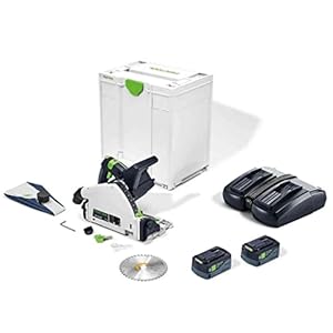 Festool Akku-Tauchsäge TSC 55 5, 0 KEBI-Plus/XL (mit Akkupacks, Schnellladegerät, Kreissägeblatt, Splitterschutz, Sichtfenster, Staubfangbeutel, Innensechskantschlüssel), im Systainer