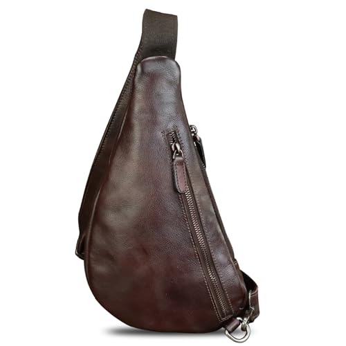 LRTO Genuine Leather Sling Bag for Men and Women Vintage Real Leather Crossbody Chest Bags Backpack Purse for Travel Hiking3