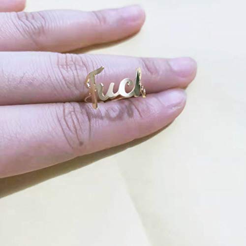 LLYANZ Stainless Steel Fuck Words Open Rings can Adjustable 7-9 Size4
