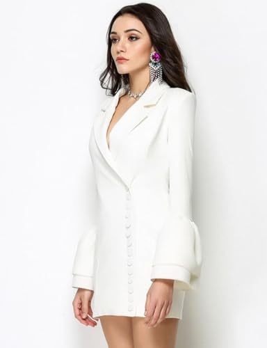 Women's Sexy Suit Coat Long Blazer Dress Notch Lapel Tuxedos Jacket for Wedding Party Banquet4