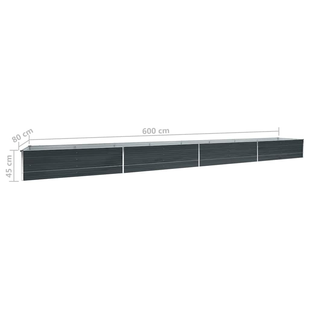 vidaXL Arriate de Jardín Plantas Macetas Mobiliario Muebles Hogar Casa Decoración Exterior Bricolaje Acero Galvanizado Gris Antracita 600x80x45 cm