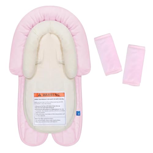 Image of COOLBEBE New Babybody Support & Strap Covers Set for Newborn Infant Toddler- Extra Soft Stroller Cushion Pads Car Seat Insert, Perfect for Carseats, Strollers, Swings, Pink