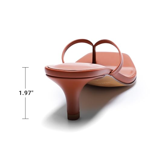 Image of DREAM PAIRS Kitten Heels for Women Flip Flop Low Heels Square Open Toe Sandals Thong 1.97 Inch Heeled Sandals for Summer Vacation