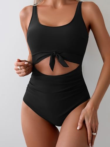Eomenie Women's One Piece Swimsuit Tummy Control Slimming Bathing Suit Cutout Tie Knot Swimwear2