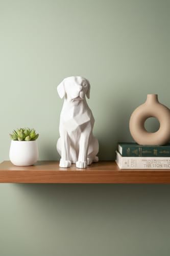 Image of Eco-Friendly Dog Statue - Modern Home Decor Accent | Minimalist Pet-Inspired Sculpture for Living Room, Office & Gifts (White)