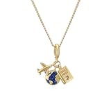 cmoonry 14K Gold Plated Plane Map Passport Pendant Necklace For Women Birthday Gift (Map&Plane&Passport)