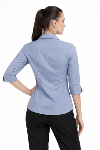 Image of Skyla Women's Cotton Rich Formal Shirt | 3 /4 Sleeve Office Wear | Regular Fit Business Casual Workwear