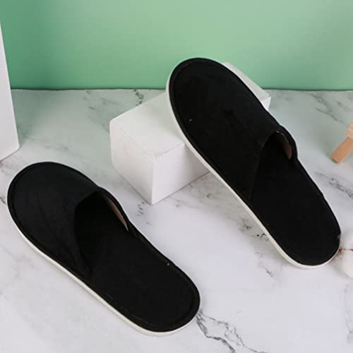 Minkissy 6 Pares Descartáveis ​​Chinelos Pano Fechado Chinelos Confortáveis ​​Hotéis Negros Chinelos